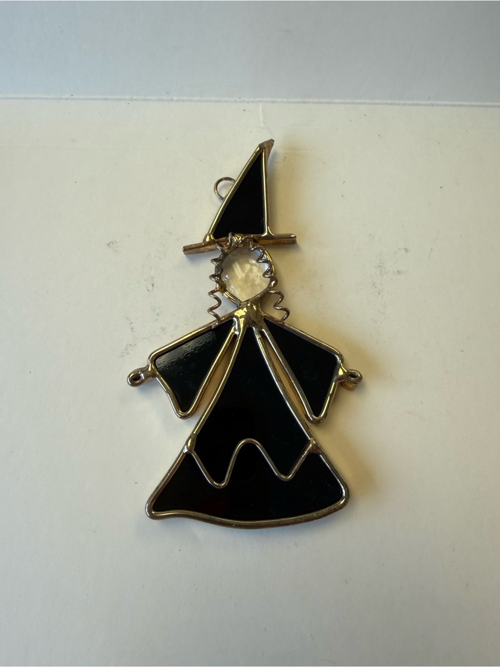 Vintage Handmade Stained Glass Witch Suncatcher Ornament Using Copper Foil